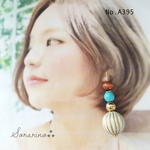 No.A395  ターコイズ×ウッド ❁⃘アンティークピアス / イヤリング