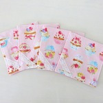再3販*布コースター4枚セット*カップケーキ*ピンク*レース*003