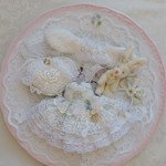 *～ひかりとやすらぎの天然石ブレスレット＆うさみみ・ブルー＊ローズドレスset～* ミニスウィーツドール*オビツ11*