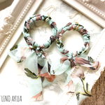 シフォン花柄リングピアス