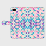 モロッコタイルパターン　ピンク＆ブルー　手帳型スマホケース　iphone6plus/6s　plus専用