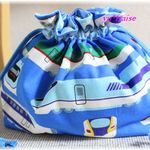 保冷ランチ巾着（お弁当入れ）☆ブルービッグ新幹線