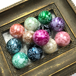 【8個】20mm 花柄プリント アクリルパールビーズ      