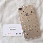  白と青かすみ草ベース "まるでお花畑のような押し花iPhoneケース💐"