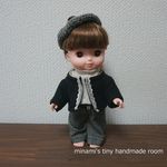 再２♡　ソランちゃん服　メルちゃん服　レミンちゃん服　タートルネック・グレンチェックのワイドパンツ　ジャケット　ベレー帽　４点セット　ソランちゃん　メルちゃん　レミンちゃん