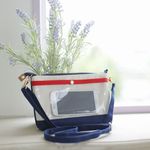 【再販3】長財布も入るスマホポシェット/11号帆布　トリコロール