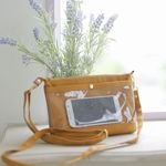 【再販3】長財布も入るスマホポシェット/11号帆布 キャメル