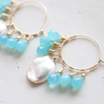  (14kgf)sea_blue_chalcedony　pearl hooppierce涼しげ [kgf0290]