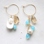  (14kgf)sea_blue_chalcedony　pearl hooppierce [kgf0291]