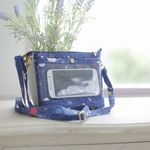 【new】透明ポケットに入れたままスマホが操作できるスマホポシェット/ペイントデニム風