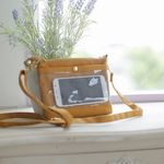 【再販6】透明ポケットに入れたままスマホが操作できるスマホポシェット/11号帆布　キャメル
