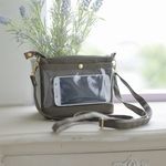 透明ポケットに入れたままスマホが操作できるスマホポシェット/11号帆布 アーミー