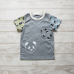 【お名前入り】size90〜120☆3色パンダ柄半袖Tシャツ