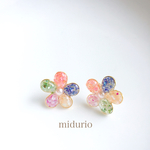  再販2 カラフルシェルflowersピアス イヤリング