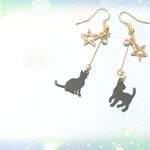 送料無料星と黒猫のピアス