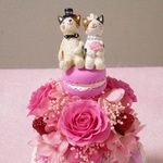 ウェディングキャットのケーキアレンジ♪ プリザーブドフラワー♪ ピンク♪結婚式♪結婚祝い♪ジューンブライド♪猫♪