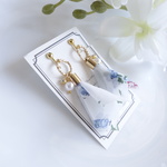 ＊再再販＊ flower スカーフ タッセル イヤリング/ピアス(ホワイト)