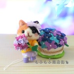 あじさいのコインケース★雨上がりの三毛猫ちゃん（紫）