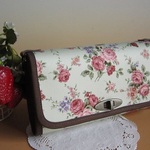 エレガントな大人花柄長財布(グリーン)＋持ち手