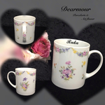 【現品限り/値下げ】名入り♪可愛いお花柄 マグカップ 《ポーセラーツ》