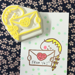182　消しゴムはんこ　りんごの王様☆おてがみはんこ☆