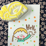 183　消しゴムはんこ　りんごの王様☆Ｈelloooはんこ☆