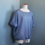 透け感のあるサックスブルー　ドローストリングブラウス　（Ｌ）