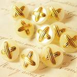 ■クロス■15mm■10個入■ ヴィンテージボタン  クリアーゴールド [1476-15] アクセサリーに!! 