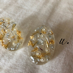 レジンピアス ゴールド×パール