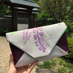 クラッチバッグ 着物帯  藤の花 数寄屋袋