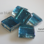 【夏限定】12mm silver foil* aqua blue ガラスタイル 10個