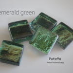 【夏限定】12mm silver foil emerald green ガラスタイル 10個