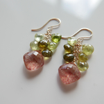 SALE14kgf ストロベリークォーツとグロッシュラーガーネットのピアス