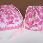 いちごみるくのお弁当袋＆コップ入れ☆ピンク☆