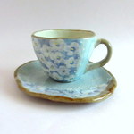 再入荷！丹山窯 お花のコーヒーカップ＊ブルー