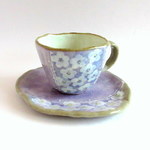 再入荷！丹山窯 お花のコーヒーカップ＊パープル