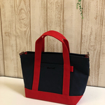 ネイビー レッド  トートバッグ  帆布   レッド ファスナー