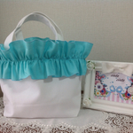 専用ページ💙ティファニーブルーカラーの2段フリルトートバッグ💙