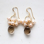  14KGF smokyquartz pearl pierce[kgf0266]