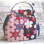☆桜と麻の葉☆和柄☆2way☆ベンリー口金ハンドバッグ