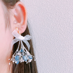 【受注製作】花束ピアス/イヤリング【ブルー】