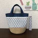 ♥️サークルレース麻バッグ&扇子袋
