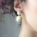 シンプル＊コットンパールとゴールド ヘアライン  ピアス イヤリング