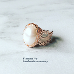 ❇️ジャパンヴィンテージ パールカボション ＊＊ピンクゴールドリング💍
