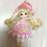 オビツ11ドロップ柄ドレスワンピースヘッドドレスピンク