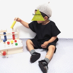 (受注)スラブWガーゼの優しいセットアップ ブラック