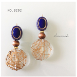  No.B292 アンティーク♛︎Blue×クリアストーン お洒落ピアス / イヤリング