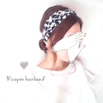kayaさまヘアバンド4本セット□北欧モノトトーン□ヘリンボーン□ブラウンオーナメント□黒×紫　迷彩風