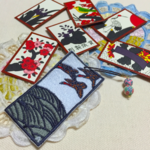 花札の刺繍しおり＊芒に雁