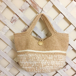 💛送料込み💛ナチュラル麻紐&毛糸のカゴバッグ👜ちょっと大きめ😋